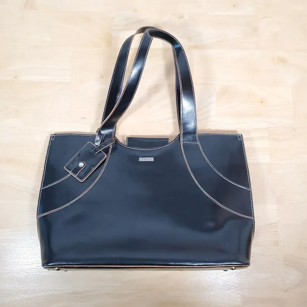 Franklin Covey Vinyl Faux Leather Organizer Laptop Bag Magnetic Double Handle